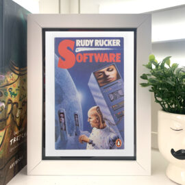 Software by Rudy Rucker Classic Penguin Sci-Fi Postcard Framed Display Retro Book Cover Art